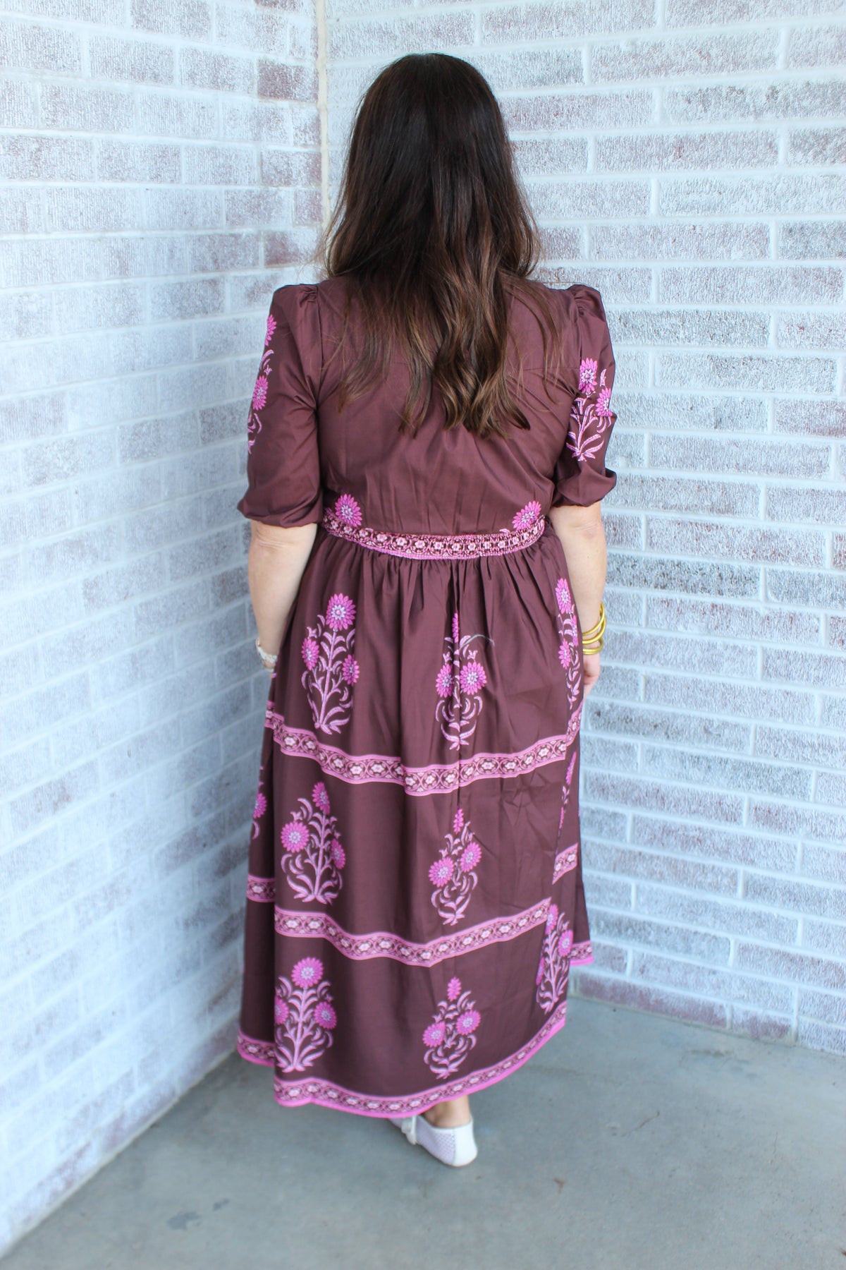 Flawless Floral Border Print Midi Dress