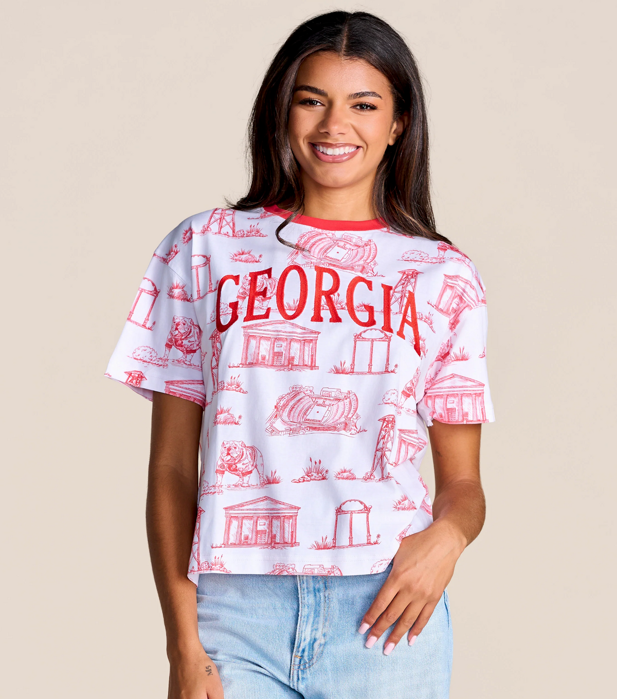 Stewart Simmons - The Team Toile Embroidered Tee | Georgia